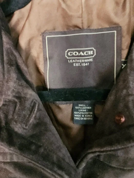 Coach Vintage Suede Leather Jacket Brown Button Front Women’s XS Lined STUNNING - Picture 3 of 10